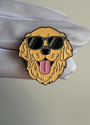 Пін значок металевий брошка лабрадор «крутий пес у окулярах» — enamel pin із собакою