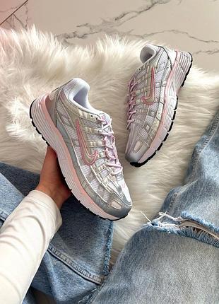 Стильные женские кроссовки nike p-6000 white elemental pink