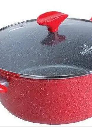Кастрюля со стеклянной крышкой bohmann bh-7357-13-red 26 см 4.3 л