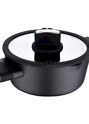 Кастрюля с крышкой bergner ion plus bg-35910-bk 20 см 2 л черная