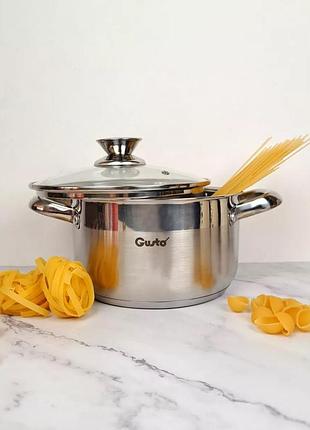 Кастрюля с крышкой gusto forсe gt-1107-20 20 см 3.6 л серебристая