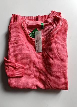 Джемпер лонгслів літній united colors of benetton кораловий р. m (s)