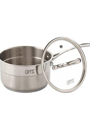Ковш с крышкой gipfel gala gp-1271 16 см 1.5 л серебристый