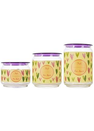 Набор банок luminarc plano colorful hearts p9214 3 предмета