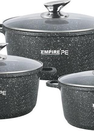 Набір каструль empire блек em-7331 6 предметів чорний