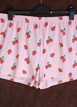 Шорты женские,   домашние в клубничку, 2xl,  eur 50-52