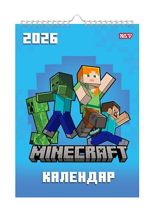 Календар-планер настінний на 2026 рік а3 yes minecraft 270270 29.7х42 см