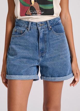 Джинсові шорти з підворотами та високою талією primark denim co 100% бавовна