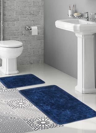 Набор ковриков для ванной arya damaks ar-a107216-dark-blue 2 предмета синих