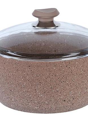 Кастрюля со стеклянной крышкой oms 3110-30-brown 8.7 л 30 см коричневая