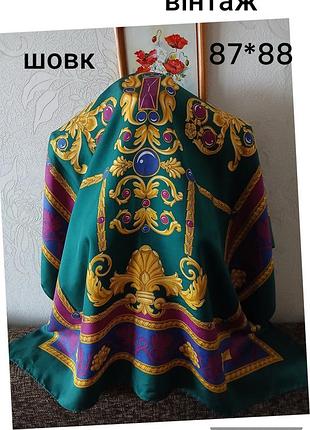 Винтажный платок, 90 те, шелк, франция, pisanti paris, 87*88