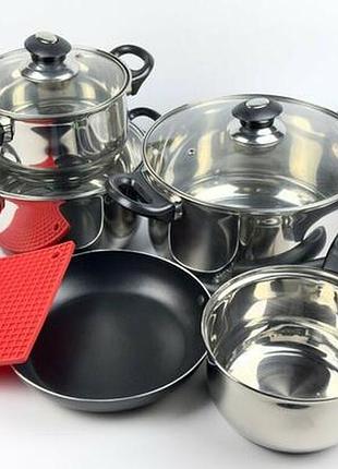 Набор посуды best seller vs-1005-11 10 предметов серебристый