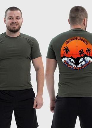 Мужская тактическая футболка с принтом sunset goons морская пехота прицел пальмы, хаки xs