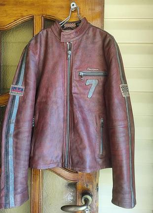 Винтажная байкерская куртка chevignon originál leather.,эксклюзив.