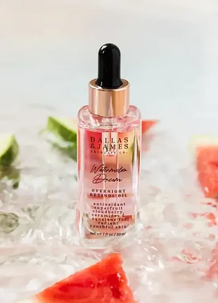 Сироватка для обличчя з ретинолом та ягодами морошки dallas&amp;james skincare co. watermelon dream overnight retinol oil (30 мл)