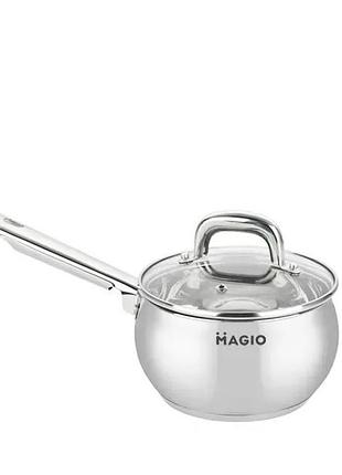 Ковш с крышкой magio mg-1203 16 см 1.9 л серебристый