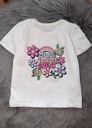 Ідеальна стильна білосніжна футболка з малюнком на дівчинку 5/6р primark