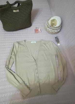 Бежева тепла вовняна кофта extrafine merino, р. м