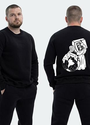 Мужской свитшот на флисе с принтом смерть льет войну на землю, черный xs