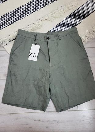 Новые базовые льняные шорты zara, l, eur 40