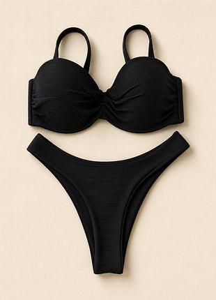 Классный купальник раздельный в рубчик h&m m-l чашка с