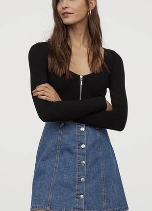 Міні спідниця джинсова h&m,  40, l на гудзиках