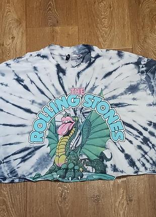 Стильна оверсайз футболка з офіційної колекції гурту the rolling stones/h&m/l