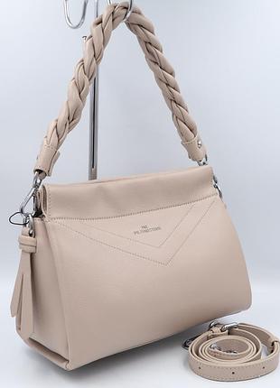 Сумка жіноча шкіряна polina &amp; eiterou y9329-1 beige