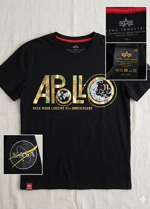 Футболка alpha industries x nasa apollo 11 moon landing 50th anniversary черная л
