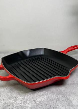Сковорода гриль le creuset square grillet 20183260600422 26 см вишневая