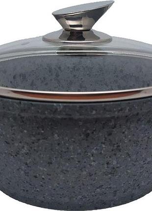 Кастрюля с крышкой krauzer granite line kr-77051 20 см 2.3 л серая