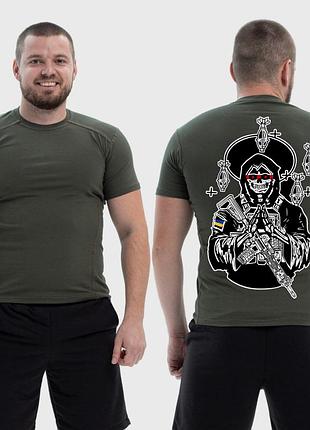 Чоловіча тактична футболка з принтом sunset goons faith in luck скелет міни, хакі xs