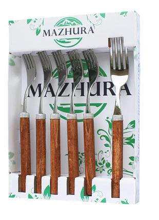 Набор вилок столовых mazhura wood walnut mz-505658 6 шт