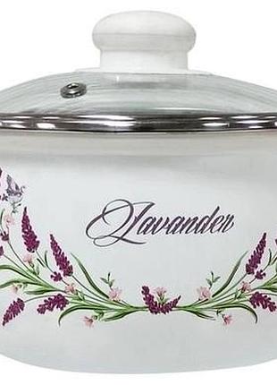 Кастрюля эмалированная idea home lavander 6832793 22 см 4.8 л белая