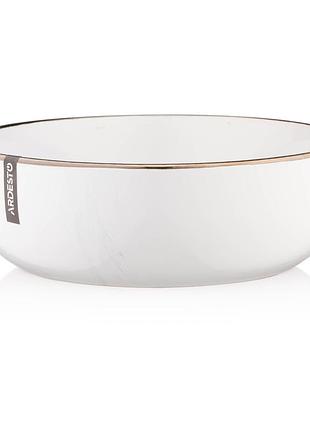 Тарелка суповая ardesto marmo ar-2919-mrbw 19 см белая