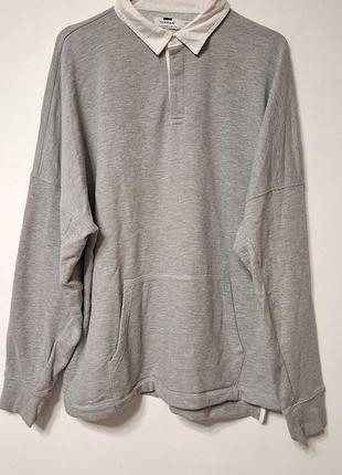 Кофта поло чоловіча світло сіра topman over size, розмір 2xl - 3xl