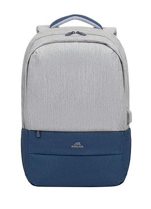 Міський рюкзак rivacase 7567 grey/dark blue 30.5х48х15 см сірий з темно-синім