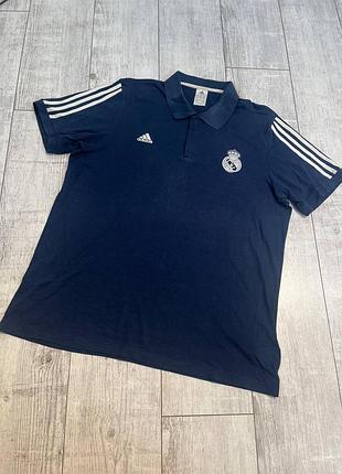 Мужское поло футболка футбольная adidas real madrid