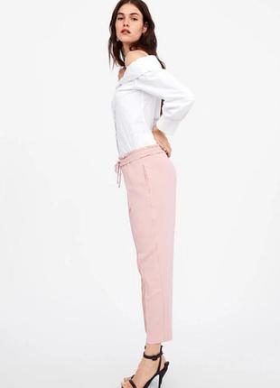 Брюки жіночі , штани вкорочені світло-рожеві на кулісці zara 4