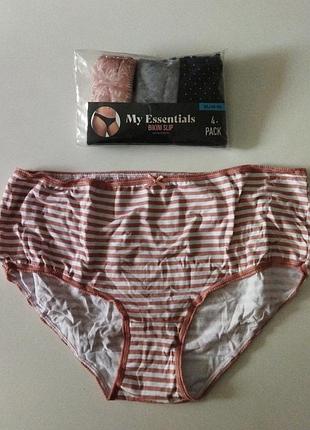 Хлопковые трусики слипы комплект 4шт. my essentials xl 48-50