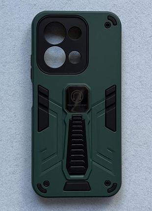 Xiaomi redmi 15c чехол armor magnetic green противоударный, зелёный, матовый пластик с ножкой подставкой