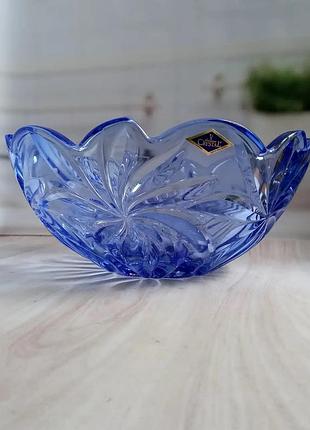 Фруктовница bohemia flora blue 6kg79/72s96/280/m 28 см синяя