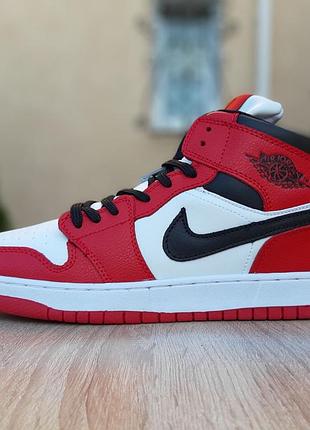 Nike air jordan 1 retro белые с красным