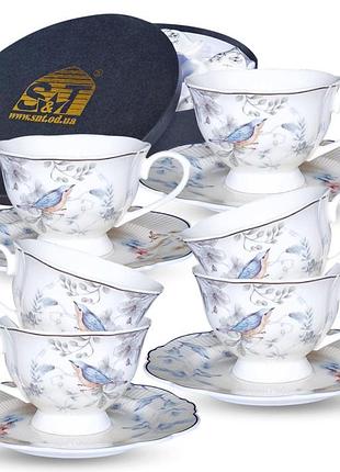 Сервиз чайный snt dayton blue 1994-01 12 предметов белый