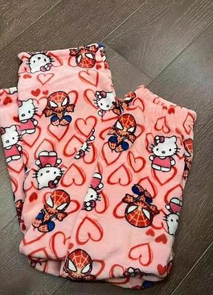 🕸️ тёплые флисовые штаны с героями — hello kitty & spider-man
