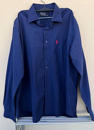 Polo ralph lauren стильная мужская рубашка синего цвета xl