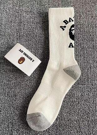 Мужские носки a bathing ape (41-44) bape белые (лого)