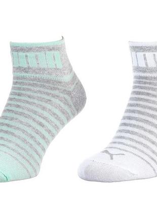 Носки puma unisex quarter 2p серый, белый, ментоловый уни 39-42