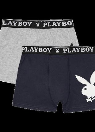 Набор из 2 трусы-боксеры playboy annya playboy boxershort серый, синий чел s