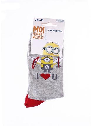 Носки minions minion + ailes+fleches светло-серый дит 36-41